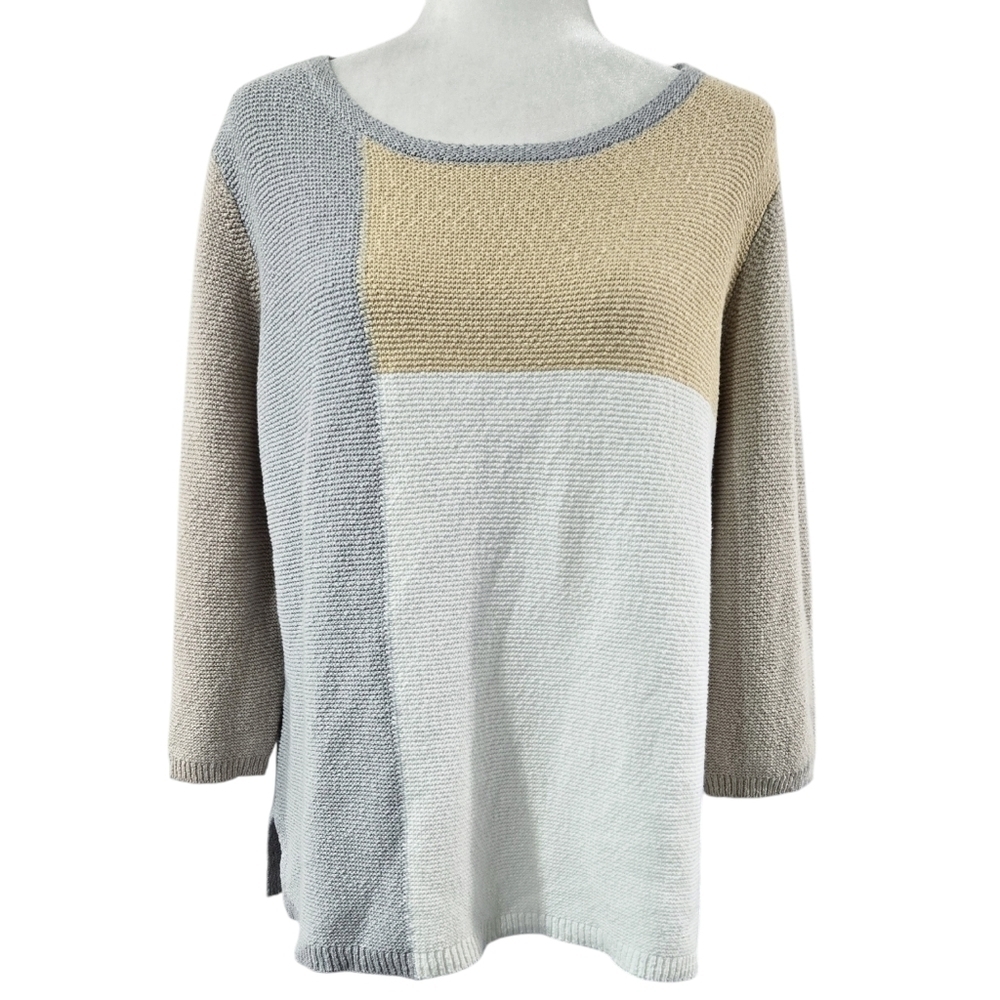 Coldwater Creek NWT 100% Cotton Colorblock Beachy Lightweight Sweater PETITE